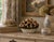 Vintage Italian Tromp l'Oeil Hand-Painted Woven Ceramic Basket of Mushrooms Pottery in the form of a white wicker basket...