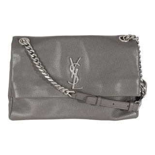 Grey Grained Calfskin Medium West Hollywood Monogram Fold Over Bag For Sale