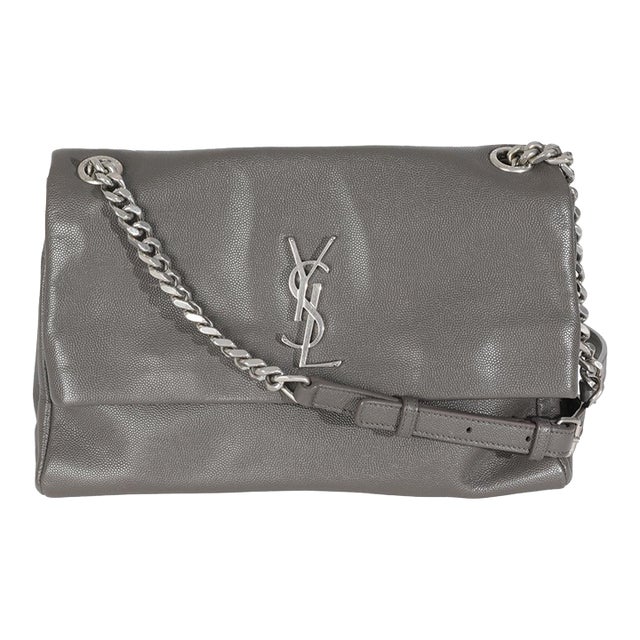 Grey Grained Calfskin Medium West Hollywood Monogram Fold Over Bag For Sale
