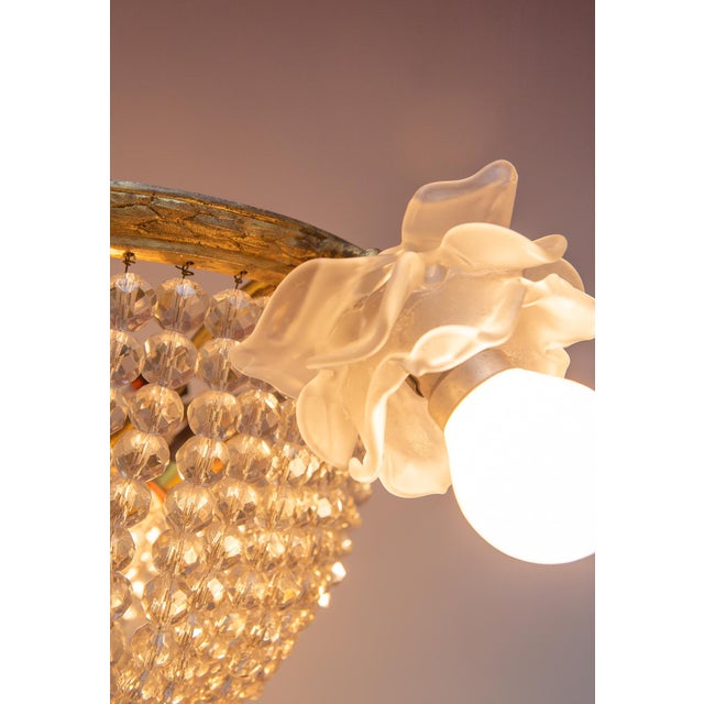 French Corbeille Chandelier in Bronze and Glass, 1890s For Sale - Image 9 of 14