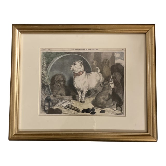 19th Century Dog Engraving by Alfred Harral After Landseer Framed For Sale