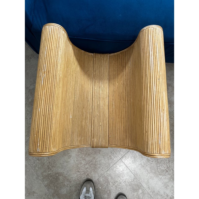 A striking vintage 1980s Emperor's Seat side table crafted in the style of renowned Filipino designer Betty Cobonpue....