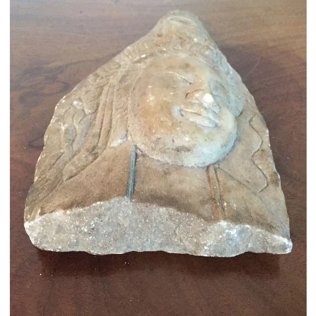 19th Century Carved Stone Fragment Statue Plaque of a Double Buddha Head Bust For Sale - Image 9 of 11