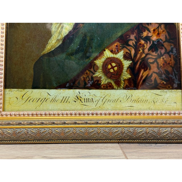 18th Century King George III Reverse-Painted Mezzotint on Glass After Jeremiah Meyer Ra, Engraved by Richard Purcell, London For Sale - Image 12 of 18
