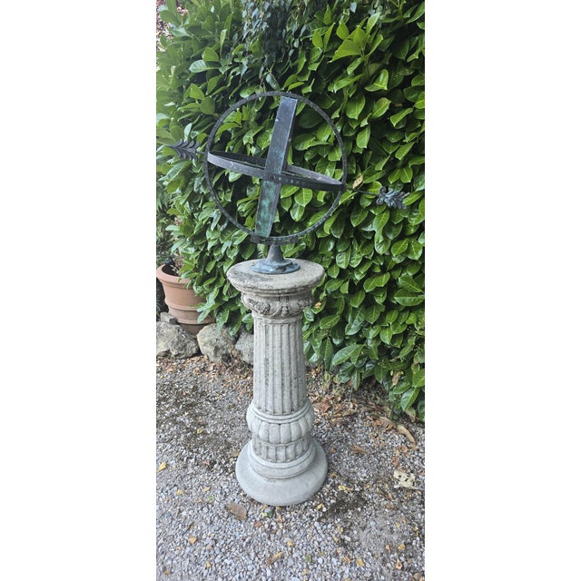 Weathered Armillary Sphere Sundial, 1930s For Sale - Image 4 of 13