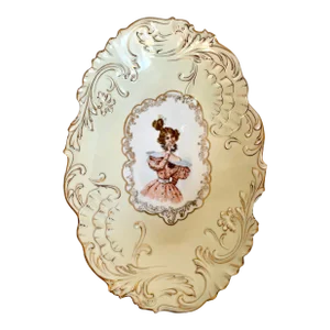 Antique German Hand-Painted Portrait Porcelain Plate