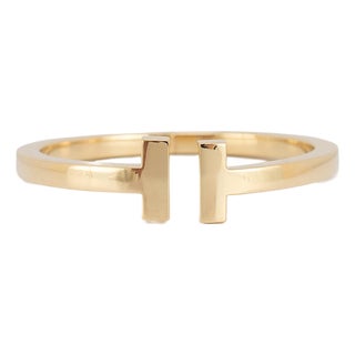 Tiffany & Co. Iconic Tiffany T Square 18k Yellow Gold Cuff Bangle Bracelet For Sale
