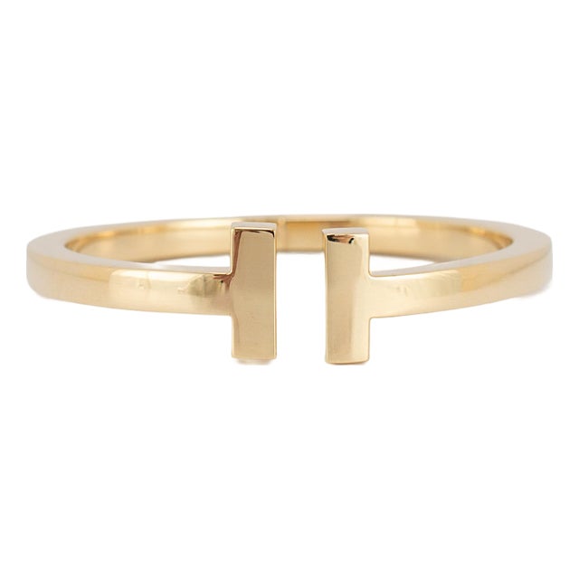 Tiffany & Co. Iconic Tiffany T Square 18k Yellow Gold Cuff Bangle Bracelet For Sale