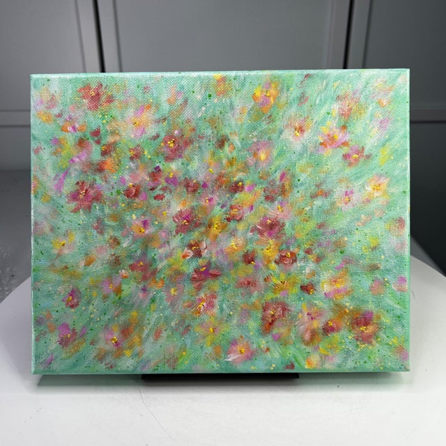 2020s Flowering 6 Original Acrylic Floral Painting on Stretched Canvas 8x10" Wall Art For Sale - Image 5 of 7
