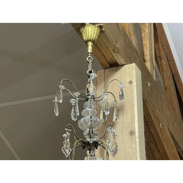 Six-Light Chandelier in Bronze and Cut Crystal For Sale - Image 4 of 9