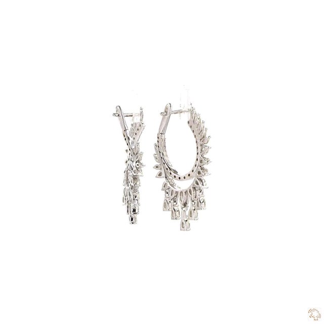 Metal 4.17 Carat Round Brilliant Cut Diamond Gold Earrings, Pair For Sale - Image 7 of 9