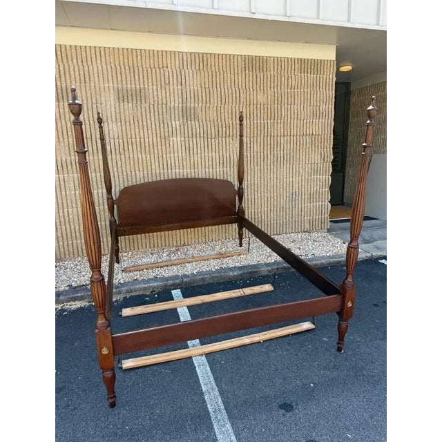 English Georgian Style Carved Queen Size Poster Bed by White Furniture For Sale - Image 3 of 18