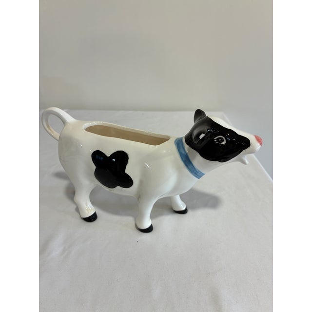 Vintage Ceramic Cow Creamer With Blue Bow For Sale In Oklahoma City - Image 6 of 9