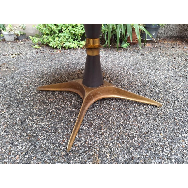 Coffee Table in Brass and Wood with Alabaster Top in the style of Melchiorre Bega for Melchiorre Bega, 1950s For Sale - Image 11 of 12