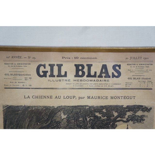 Paper Antique Gil Blas French Belle Époque Newspaper Advertising Framed Steinlen 23" - Set of 4 For Sale - Image 7 of 18