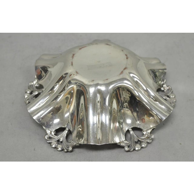 Vintage Victorian Silver Plated Scalloped Candy Dish Fruit Bowl Berry Design For Sale - Image 14 of 17