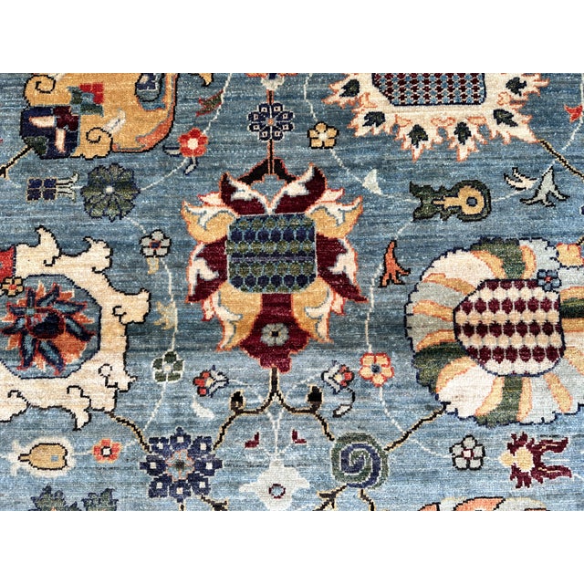 Textile Hand-Knotted Afghan Suzani Chobi Wool Area Rug - 8'11" X 11'11" For Sale - Image 7 of 13