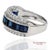 Contemporary 18k 750 Solid White Gold Natural Diamond and Natural Sapphire Band Ring, Size 7 For Sale - Image 3 of 11
