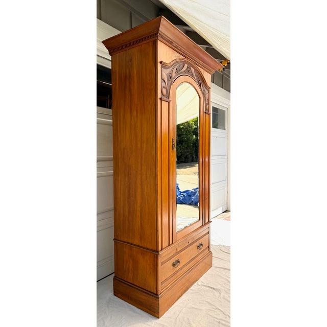 Wood Edwardian English Mirrored Armoire Cabinet, Attributed to Harris Lebus, C. 1904 For Sale - Image 7 of 18
