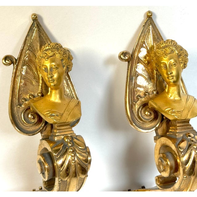 Pair Napoleon III Fire-Gilt Ormolu Curtain Tiebacks with Classical Female Busts For Sale - Image 11 of 18