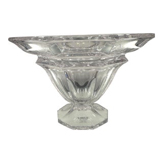 Vintage Towle Austrian Full Lead Crystal Footed Centerpiece Bowl For Sale