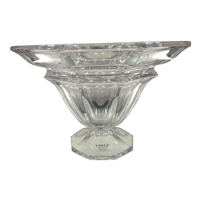 Vintage Towle Austrian Full Lead Crystal Footed Centerpiece Bowl For Sale