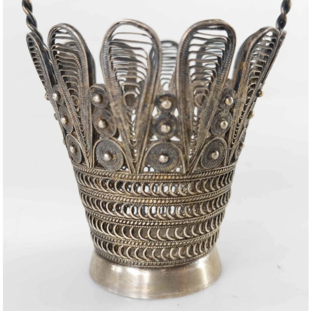 Silver Wire Filigree Decorative Basket For Sale In New York - Image 6 of 10