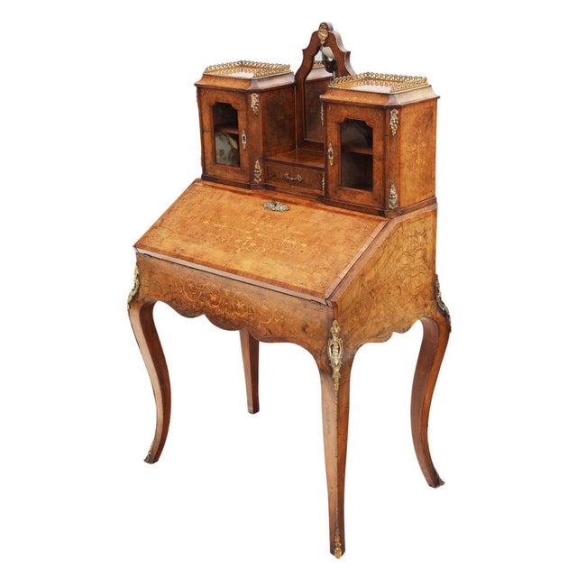 Antique Inlaid Burr Walnut Desk, 1800s For Sale - Image 11 of 11