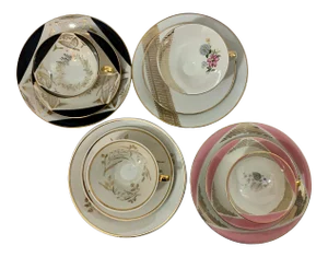 Vintage Late 20th Century Bavarian Tea Cup Trios - Set of 4