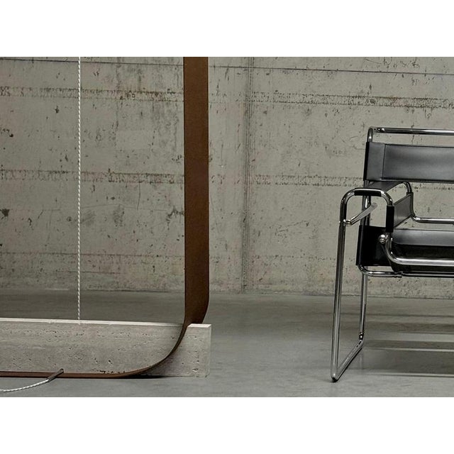 Equo X Floor Lamp in Bent Iron with Stainless Steel and Travertine by D´ARK Atelier For Sale - Image 11 of 18