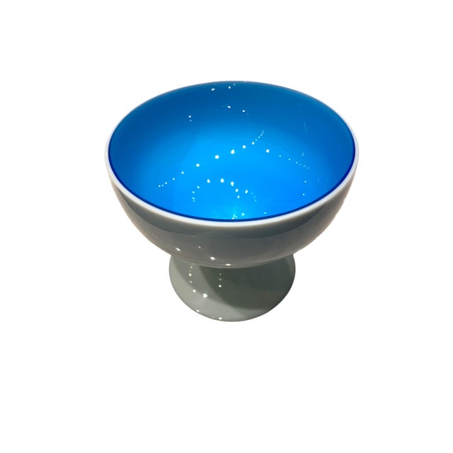 1960s Carlo Moretti Murano Tiffany Blue and White Cased Stemware Wine Goblets & Compotes - Set of 12 For Sale - Image 13 of 18