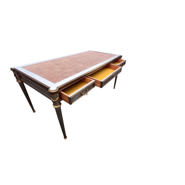 Mid 20th Century Attributed to John Vesey Stainless Steel & Bronze Neoclassical Desk For Sale - Image 13 of 18