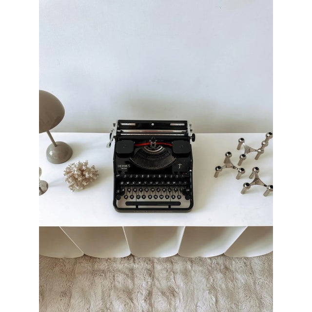 Vintage Hermes Media Black Typewriter from Paillard, 1940s For Sale - Image 13 of 16