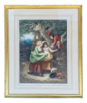 Louis Busiere, Henry Thomson, Summer, 1936, Antiqued Glass & Wood & Paper, Framed