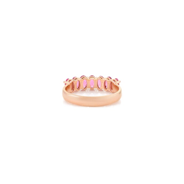 1.53ct Brilliant Cut Rubellite Half Eternity Band Size7 for Her in 14k Yellow Gold For Sale In New York - Image 6 of 12