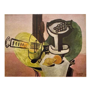 Georges Braque Vintage 1948 Lmtd Edtn French Fine Art Lithograph Print " La Guitare Et Le Compotier " 1940