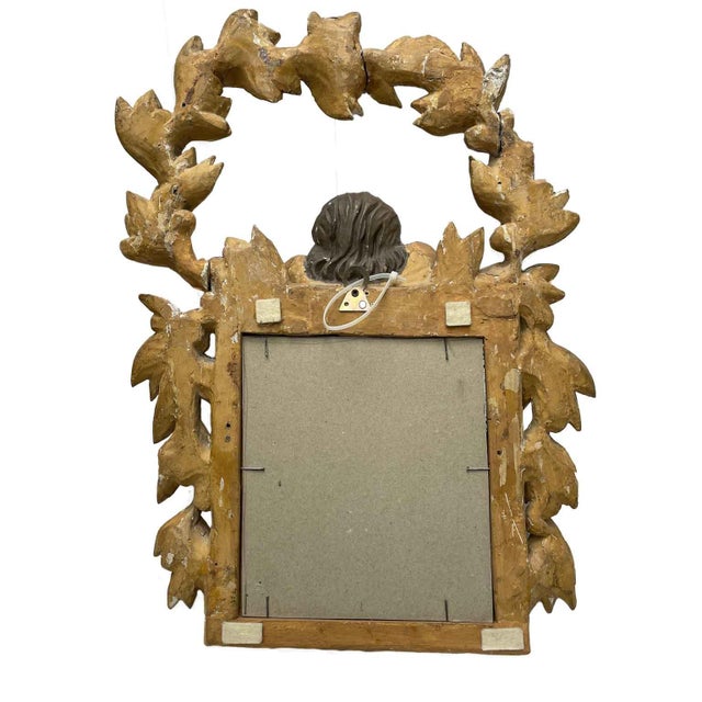 Glass Gilded Mirror with Cherub, 1800s For Sale - Image 7 of 10