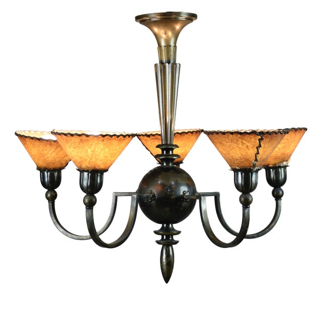 Swedish Grace Ceiling Lamp by Harald Notini for Böhlmarks. Sweden, 1925 For Sale