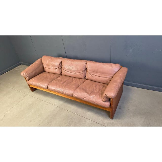 Danish Leather and Teak 3-Seater Sofa from Mikael Laursen, 1970s For Sale - Image 9 of 15