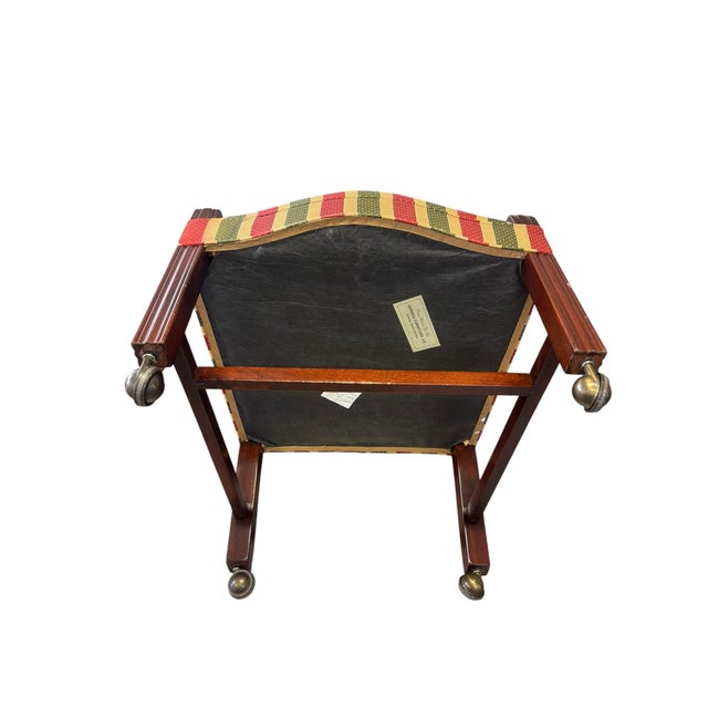 Hekman Mahogany Regency Style Library Armchair With Brass Casters & Striped Upholstery For Sale - Image 11 of 12