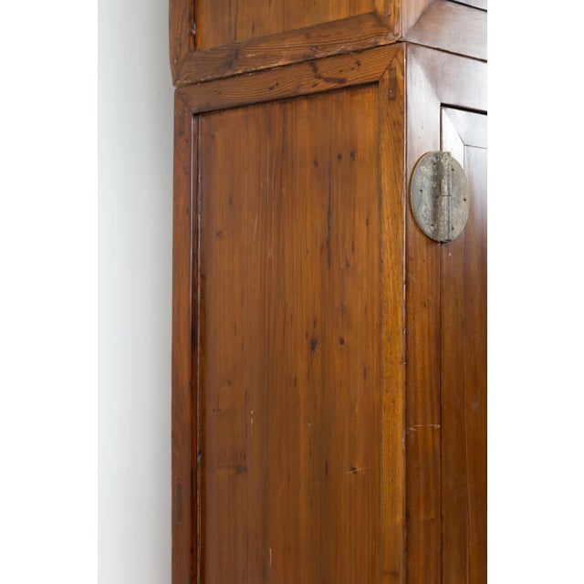 Vintage Chinese Elm Compound Wedding Wardrobe in Two Parts With Metal Hinges For Sale - Image 4 of 13