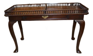 Vintage Chippendale Style Mahogany Console / Hall / Sofa Table W/ Divided Gallery Edge & Drawer