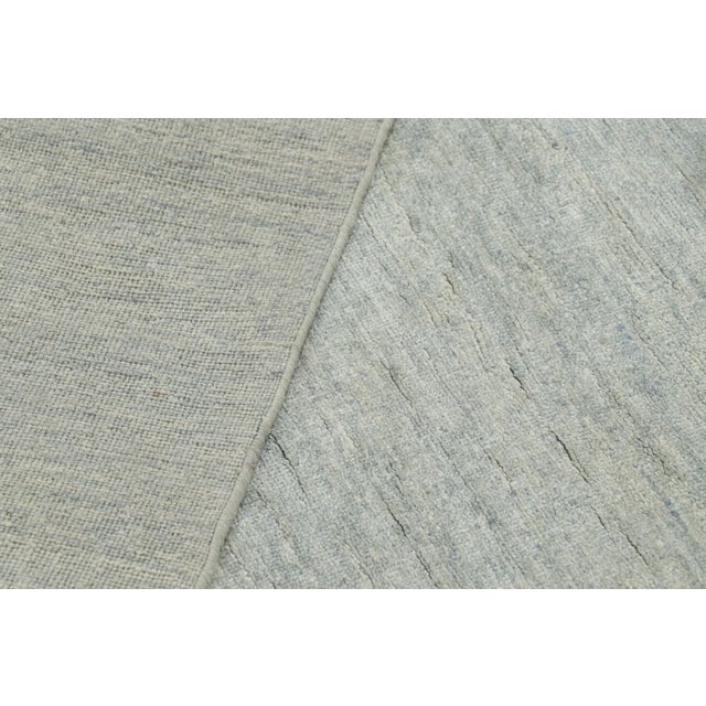 Textile Rug & Kilim’s Contemporary Textural Solid Rug in Blue and Cream With Striae For Sale - Image 7 of 7