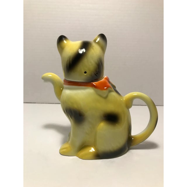 Mid-Century Hand-Painted Ceramic Chinese Lucky Cat Tea Pot For Sale - Image 4 of 10