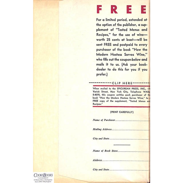 "How the Modern Hostess Serves Wine" 1934 Ozias, Blake [Editor] For Sale In New York - Image 6 of 11