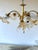Hollywood Regency Florentine Style Gilt Metal Chandelier with Amber-Tinted Glass Shades, 1960s For Sale - Image 3 of 13