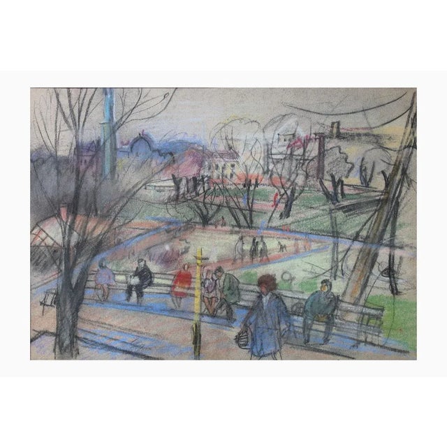 Paper Aleksandra Belcova, Outlook of the City, 1960, Pastel on Paper For Sale - Image 7 of 7