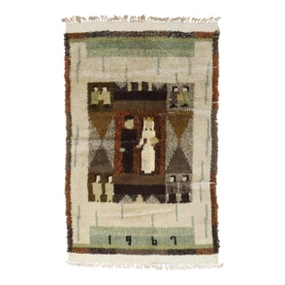 Swedish Rya Rug dated 1967 rug no. j3618 For Sale