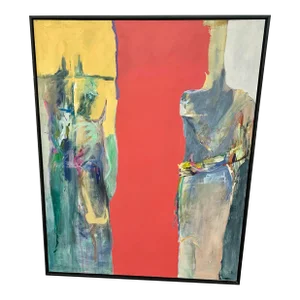 Late 20th Century Abstract Artist Signed Painting on Canvas