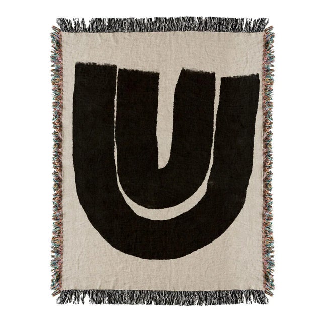 Woven Abstract Geometric Throw Blanket For Sale - Image 4 of 4